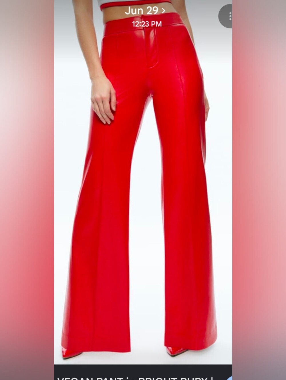 Alice + Olivia Red Faux Leather Pants